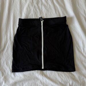 SKIMS Black Mini Skirt with Front Zipper